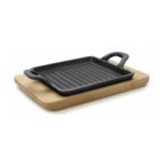 MINI GRILL CARRE MAGMA AVEC TABLEAU EN BOIS 19,5X14X1,7 CM