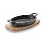 PLAT OVALE MAGMA A/TABLEAU EN BOIS 17X12