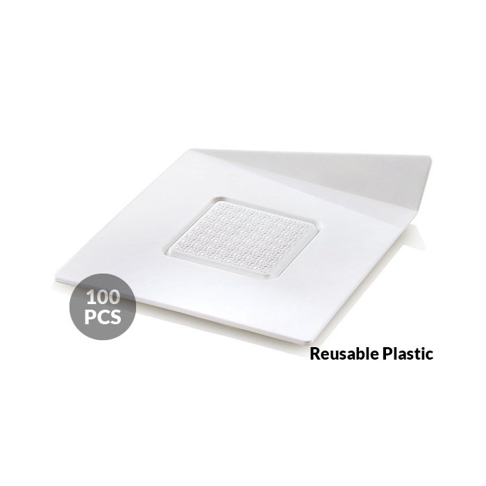52.021.87.0065.jpg SET 100 LANGUETTES A GÂTEAUX BLANCHES -CARRE 83X83 MM BLANC – Image 1