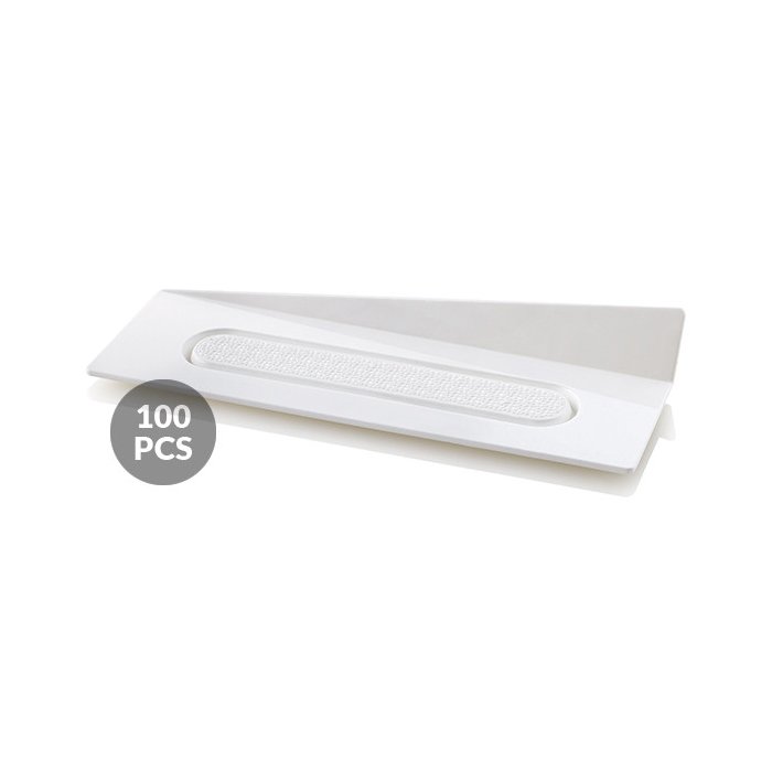 52.022.87.0065.jpg SET 100 LANGUETTES A GÂTEAUX BLANCHES -RECTANGLE 140X4 MM BLANC – Image 1
