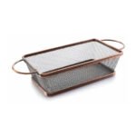 PUCES RECTANGULAIRES EN PANIER BRONZE 21X11X6 CM