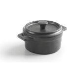MINI CASSEROLE MÉLAMINE GRISE D10 AVEC COUVERCLE