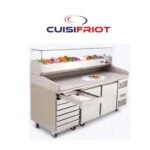 Meuble à pizza avec dessus marbre, 2 portes et 7 tiroirs – CUISIFRIOT